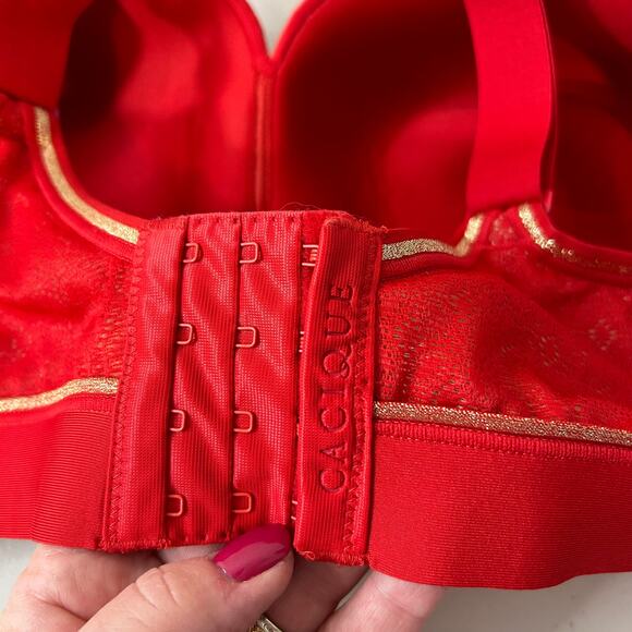 Cacique The Modern Collection Lightly Lined Red Gold Stripe No Wire Bra Size 40D - Picture 4 of 9